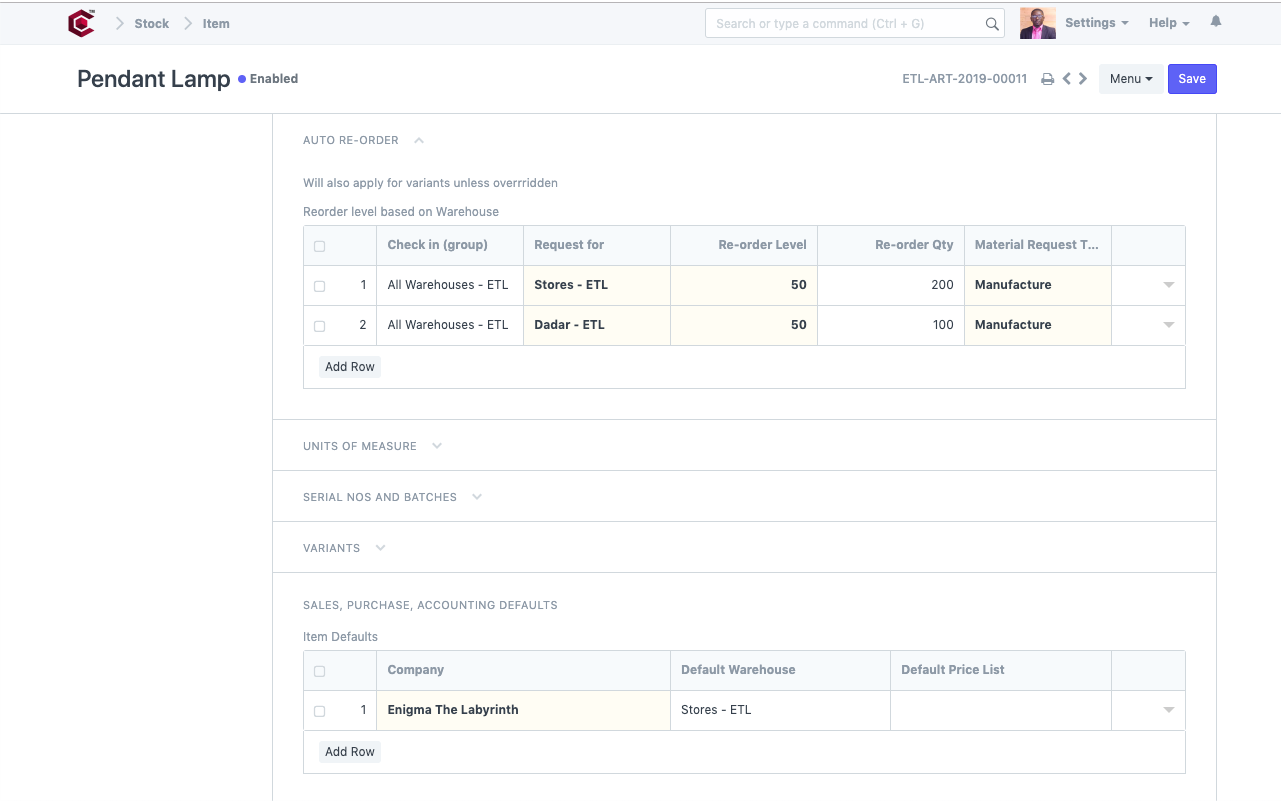 Cloud Manufacturing ERP Software - Stock Replenishment