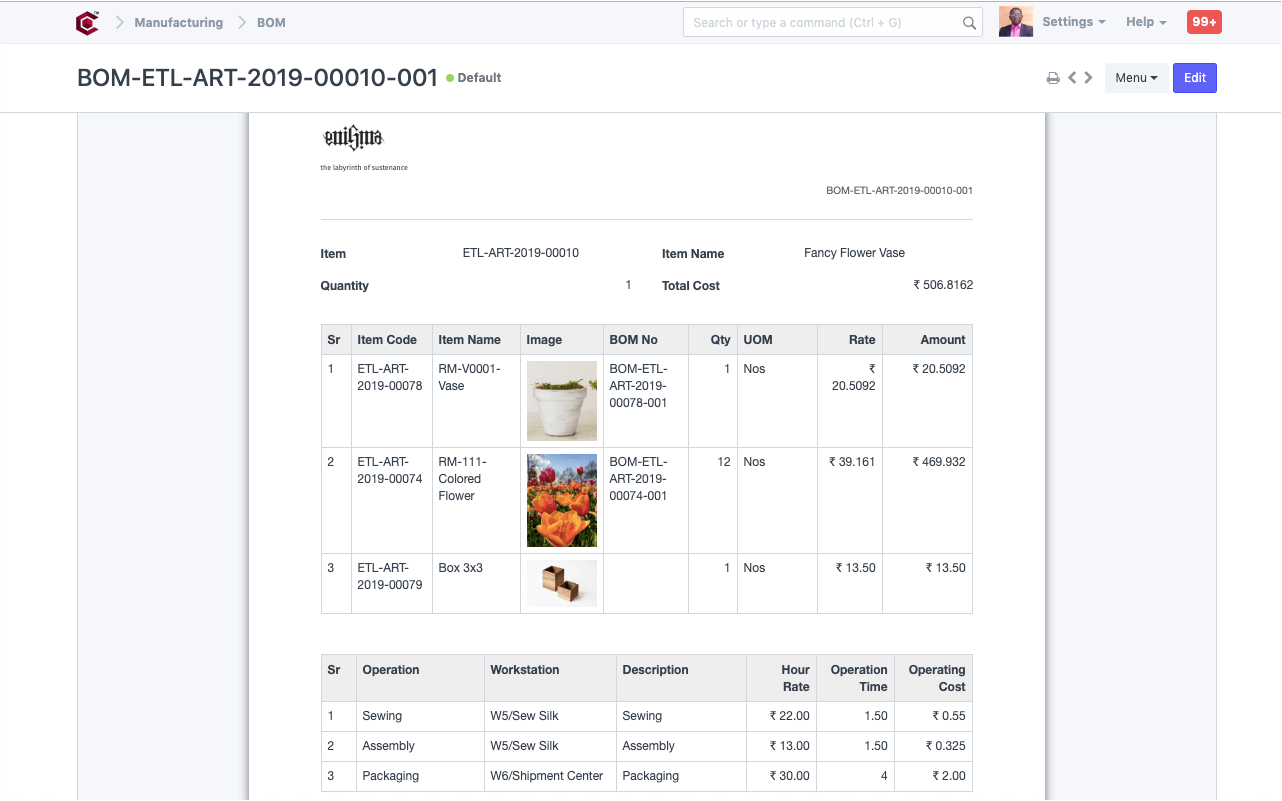 Cloud Manufacturing ERP Software - Bill Of Material 