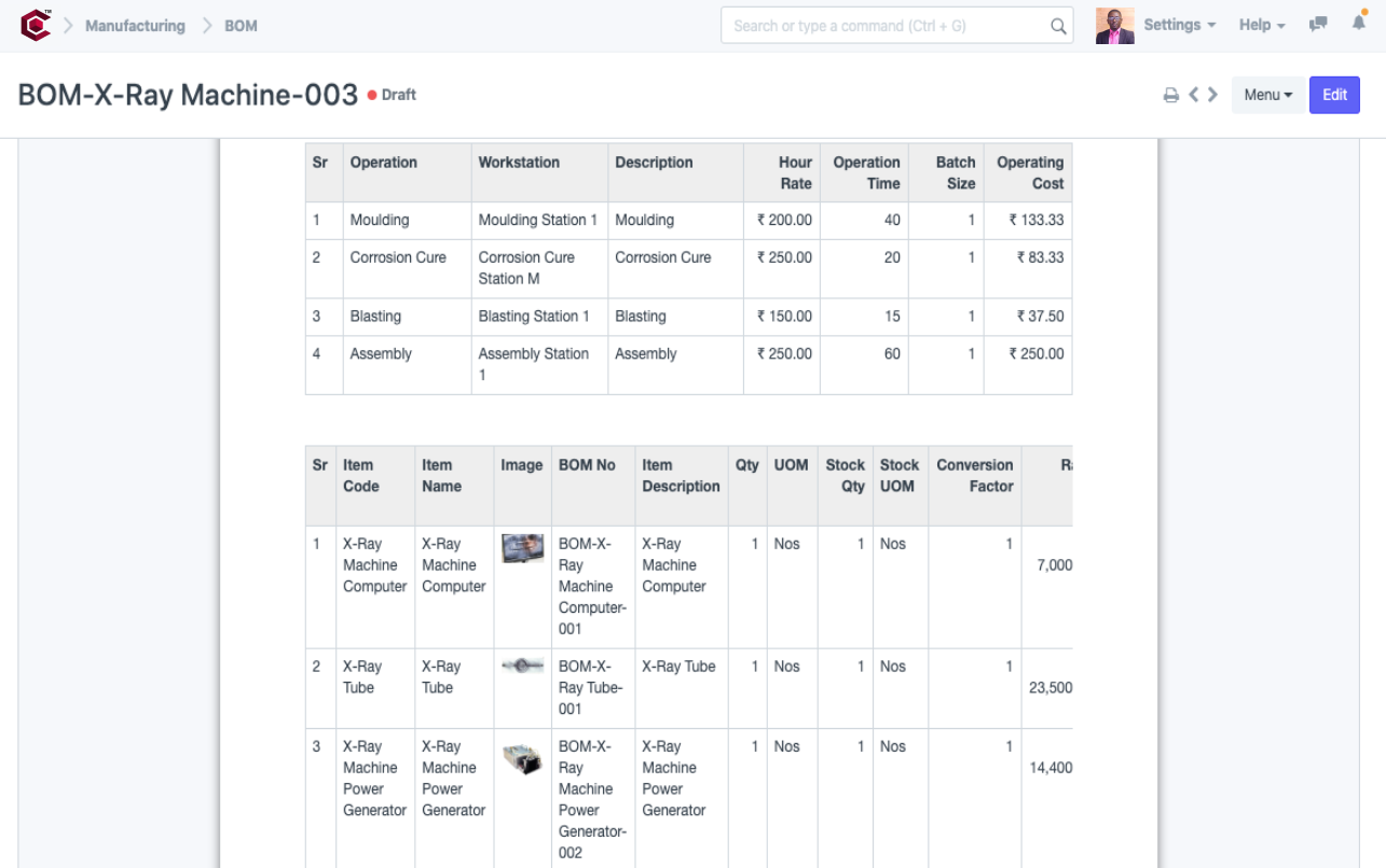 Medical Device Manufacturing ERP - BOM