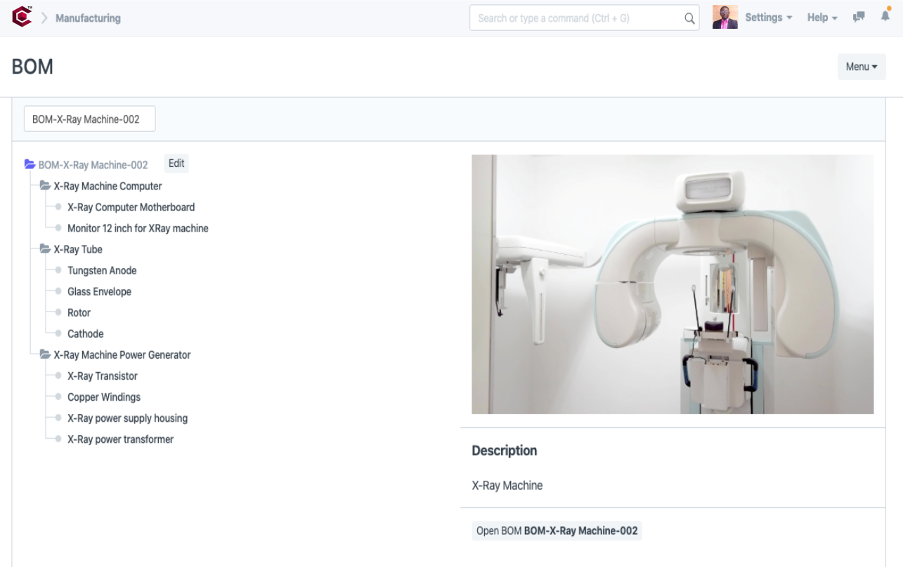 Medical Device Manufacturing ERP - BOM Browser