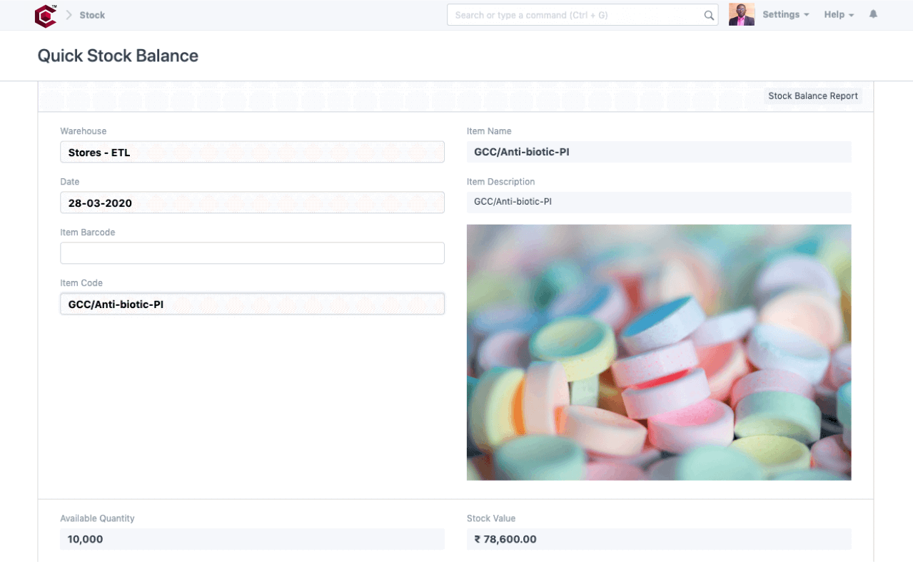 Cloud Manufacturing ERP Software - Quick Stock Balance